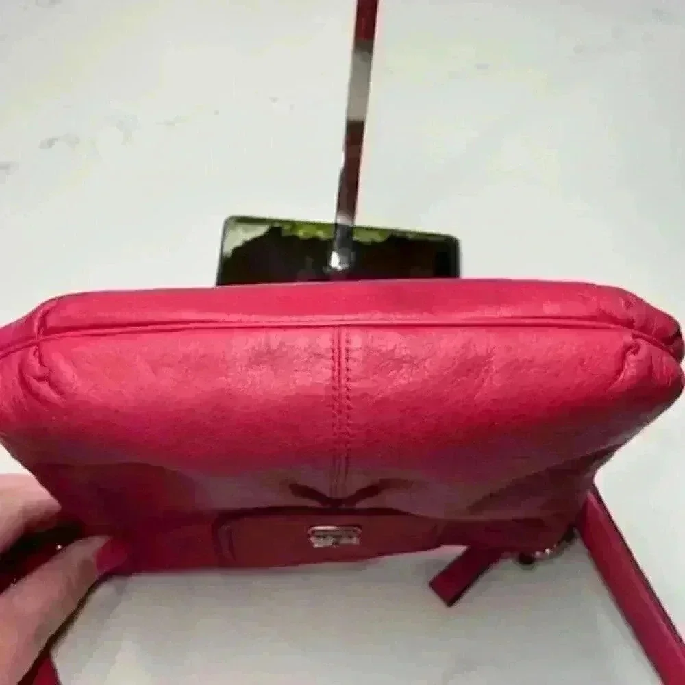 Coach Ashley Crossbody Swingpack Leather Raspberry Pink Shoulder Bag - Picture 5 of 13